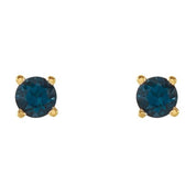 14K Yellow 4 mm Natural London Blue Topaz Stud Earrings
