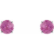 14K White 5 mm Natural Pink Tourmaline Stud Earrings
