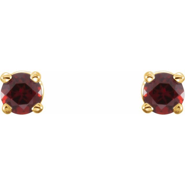 14K Yellow 2.5 mm Natural Mozambique Garnet Stud Earrings