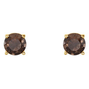 14K Yellow 5 mm Natural Smoky Quartz Stud Earrings