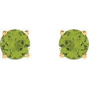 14K Yellow 5 mm Natural Peridot Stud Earrings
