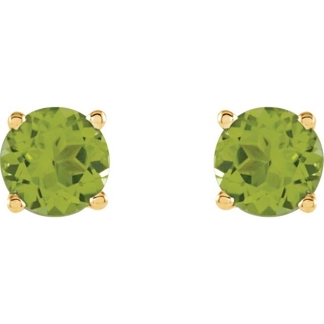 14K Yellow 5 mm Natural Peridot Stud Earrings