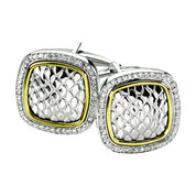 Sterling Silver & 14K Yellow 1/2 CTW Natural Diamond Snake Print Cuff Links