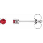 14K White 2.5 mm Natural Ruby Stud Earrings