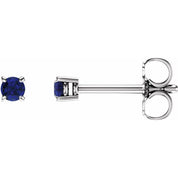 14K White 2.5 mm Natural Blue Sapphire Stud Earrings