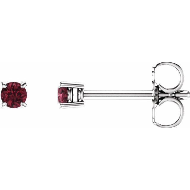 14K White 2.5 mm Natural Mozambique Garnet Stud Earrings