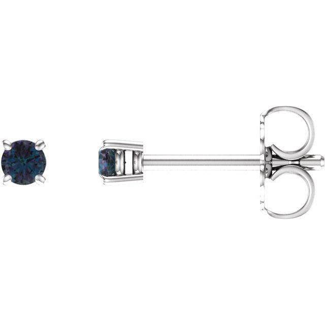 Sterling Silver 4 mm Lab-Grown Alexandrite Stud Earrings