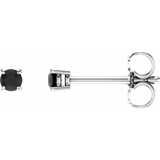 14K White 2.5 mm Natural Black Onyx Stud Earrings