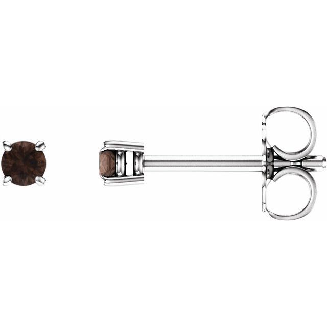 14K White 2.5 mm Natural Smoky Quartz Stud Earrings