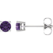 Sterling Silver 4 mm Natural Amethyst Stud Earrings