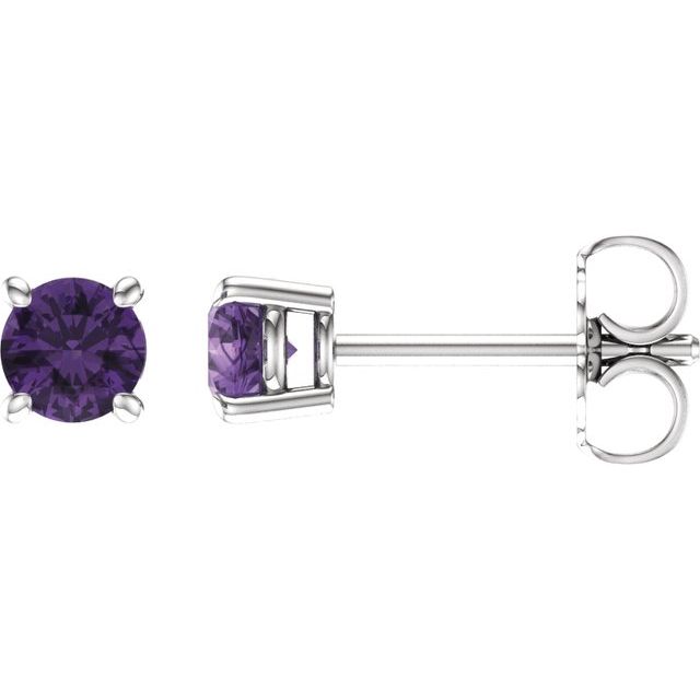 Sterling Silver 4 mm Natural Amethyst Stud Earrings