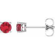 Sterling Silver 4 mm Lab-Grown Ruby Stud Earrings