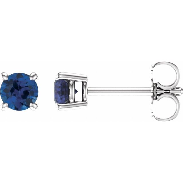 Sterling Silver 4 mm Lab-Grown Sapphire Stud Earrings