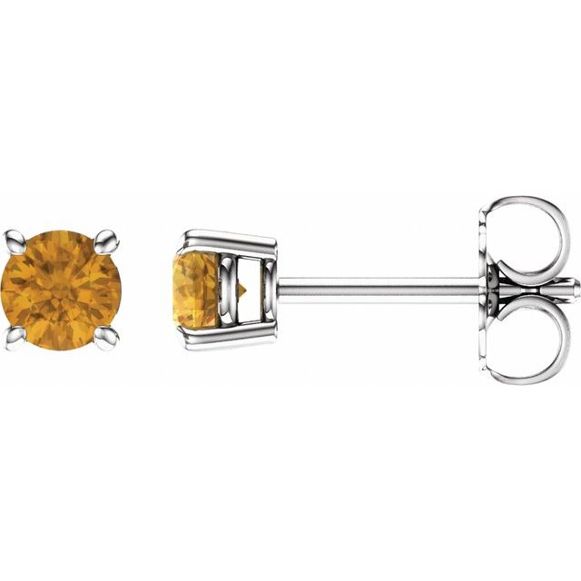 Sterling Silver 4 mm Natural Citrine Stud Earrings