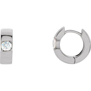 14K White 1/2 CTW Natural Diamond Hinged Hoop Earrings