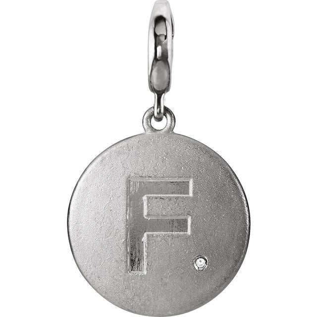 Sterling Silver .005 CT Natural Diamond Initial F Charm - A Beautiful Personalized Keepsake