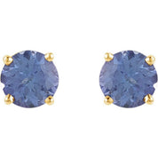 14K Yellow 5 mm Natural Tanzanite Stud Earrings