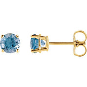 14K Yellow 4 mm Natural Swiss Blue Topaz Stud Earrings