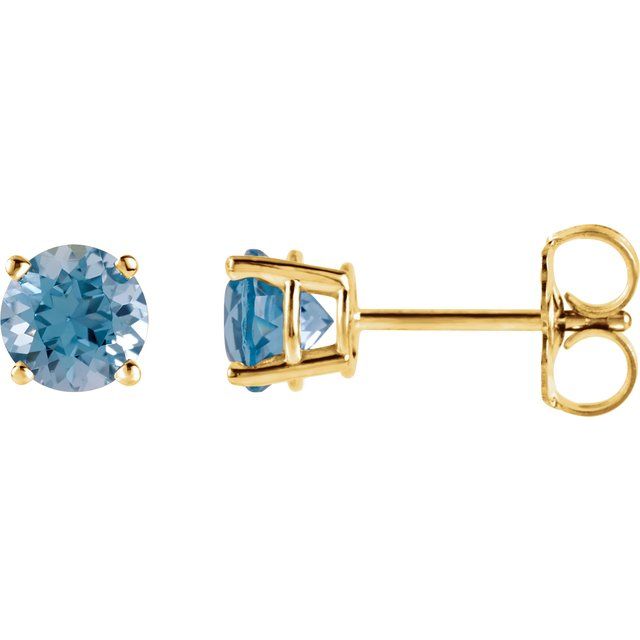 14K Yellow 4 mm Natural Swiss Blue Topaz Stud Earrings