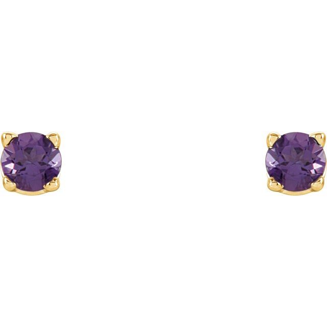 14K Yellow 2.5 mm Natural Amethyst Stud Earrings