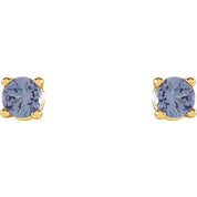 14K Yellow 2.5 mm Natural Tanzanite Stud Earrings