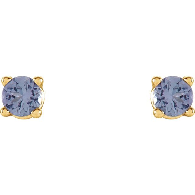 14K Yellow 2.5 mm Natural Tanzanite Stud Earrings