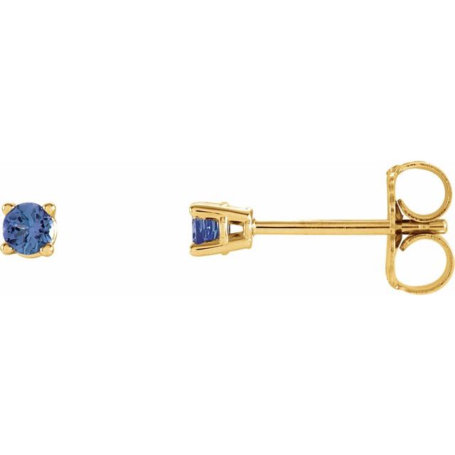 14K Yellow 2.5 mm Natural Tanzanite Stud Earrings