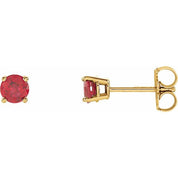 14K Yellow 4 mm Natural Ruby Stud Earrings
