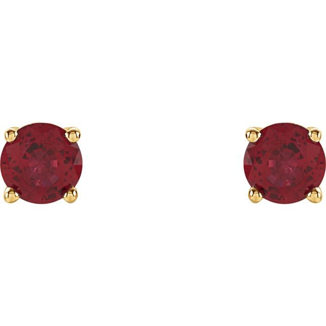 14K Yellow 4 mm Natural Ruby Stud Earrings