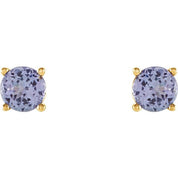 14K Yellow 4 mm Natural Tanzanite Stud Earrings