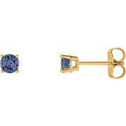 14K Yellow 4 mm Natural Tanzanite Stud Earrings