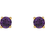 14K Yellow 4 mm Natural Amethyst Stud Earrings