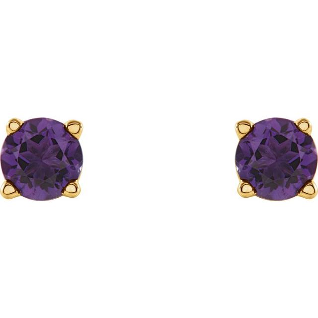 14K Yellow 4 mm Natural Amethyst Stud Earrings