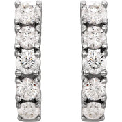 14K White 1 1/2 CTW Natural Diamond Hoop Earrings