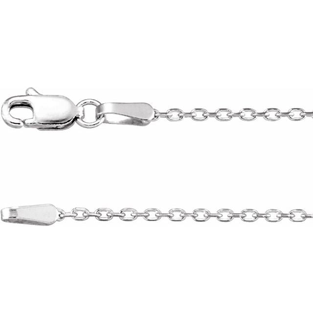 18K White Diamond-Cut Cable Chain 16" - CH1020:1018:P
