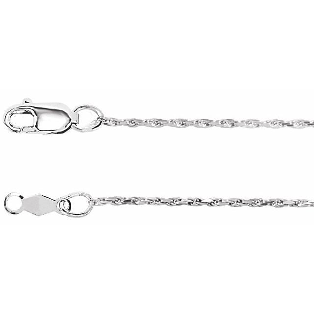 14K White 1 mm Diamond-Cut Rope Chain 20" by CH1024
