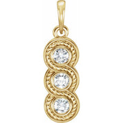 14K Yellow 1/4 CTW Natural Diamond Three-Stone Pendant