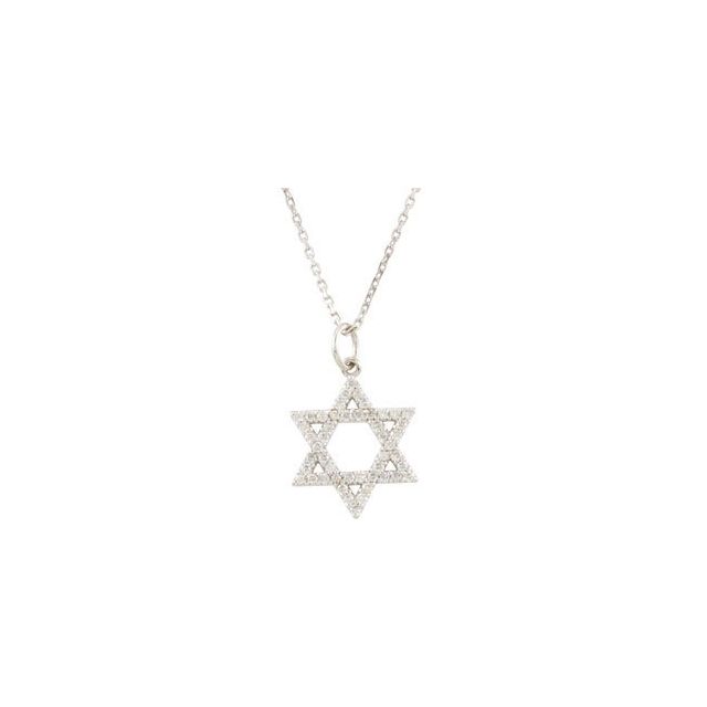 14K White 1/5 CTW Natural Diamond Star of David Necklace