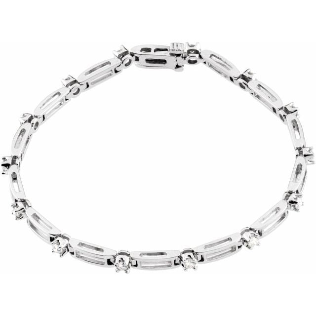 14K White 3/4 CTW Natural Diamond Line 7" Bracelet