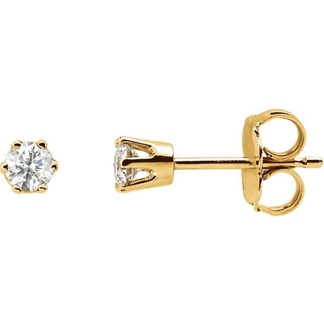 14K Yellow 1/2 CTW Natural Diamond 6-Prong Stud Earrings