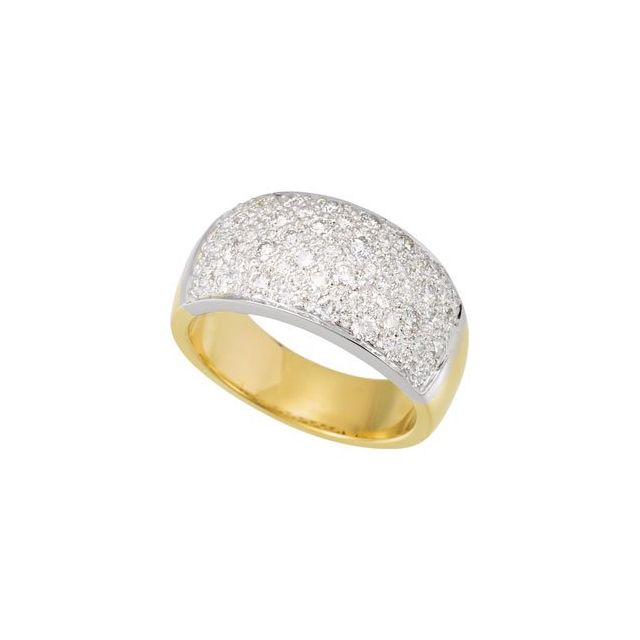 14K White/Yellow 1 CTW Natural Diamond Micro Pave Ring