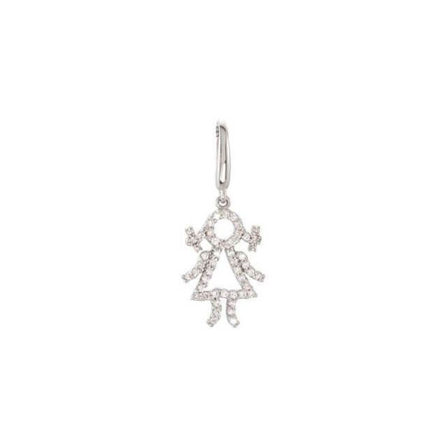 14K White 1/5 CTW Natural Diamond Baby Girl Charm
