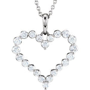 14K White 1 CTW Natural Diamond Heart 18" Necklace