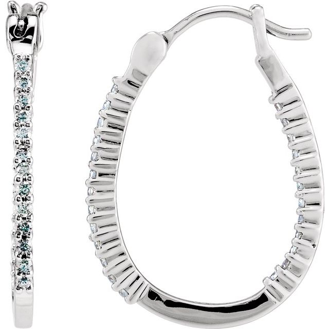 Platinum 1/4 CTW Natural Diamond Inside-Outside Hoop Earrings