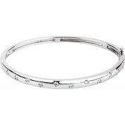14K White 1/2 CTW Natural Diamond Bangle 6 3/4" Bracelet