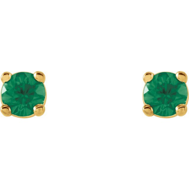 14K Yellow 2.5 mm Natural Emerald Stud Earrings