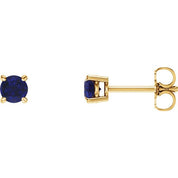 14K Yellow 4 mm Natural Blue Sapphire Stud Earrings