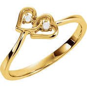 14K Yellow .02 CTW Natural Diamond Double Heart Ring