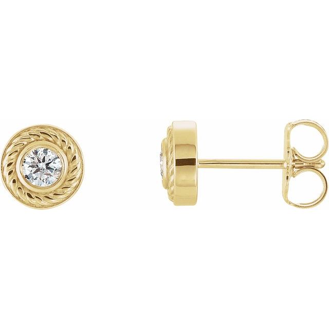 14K Yellow Natural Diamond Rope Earrings - 1/5 CTW - Quality Gemstone Jewelry