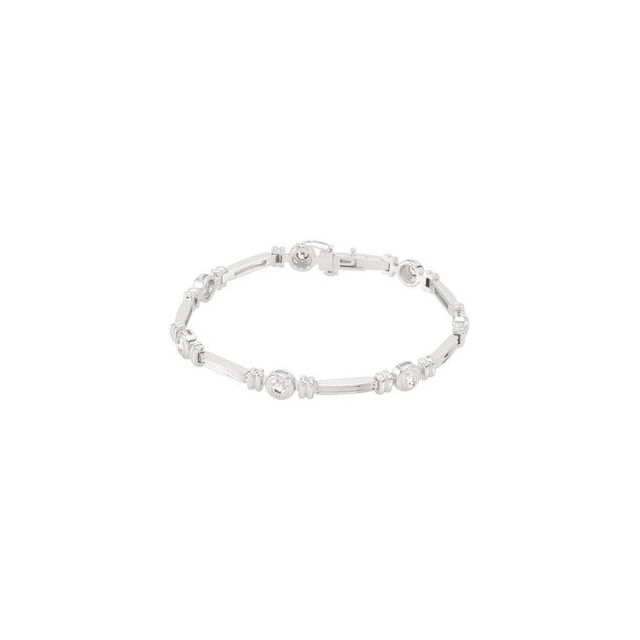 14K White 1 CTW Natural Diamond Line 7" Bracelet
